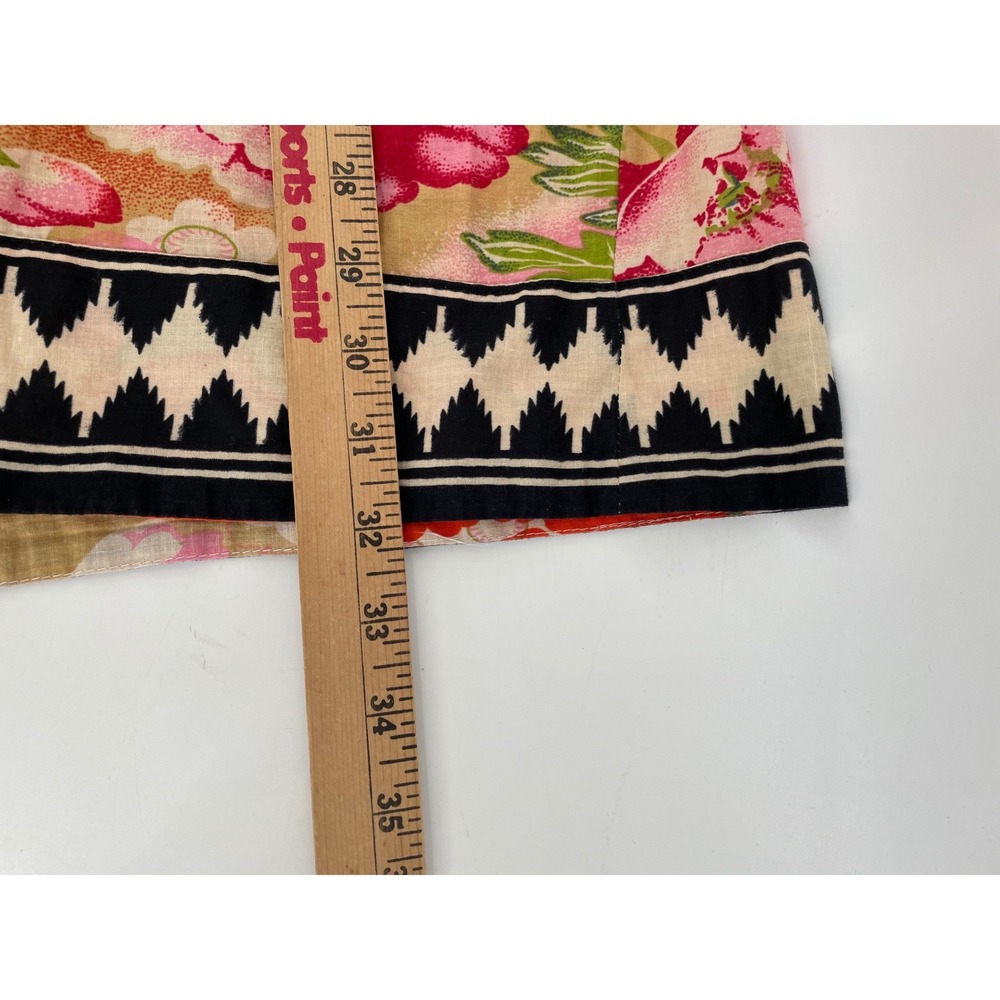 Pixie‎ Floral Dress Womens Medium Orange Pink Beaded Cotton Boho Artsy Tropical - Picture 9 of 9
